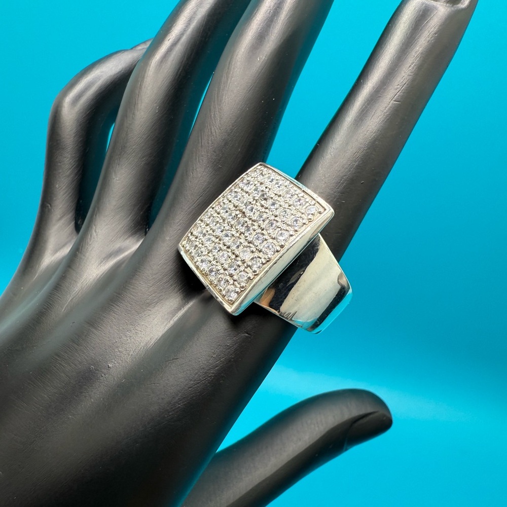 Square Silver Rhinestone Ring - image 2